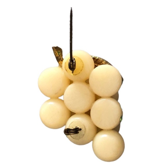 Austria Forbidden Fruit Acrylic Green Crystal Grape Cluster Brooch Pin - Picture 5 of 10